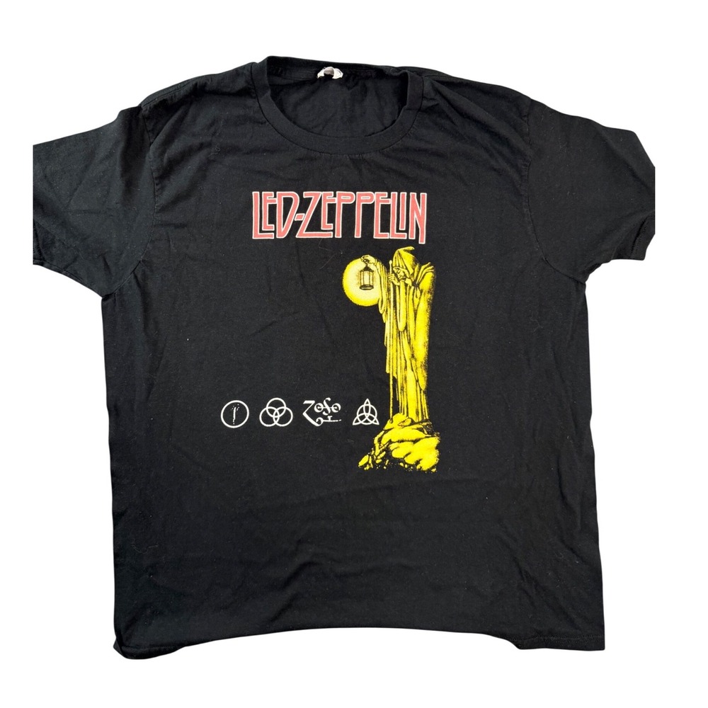 Led‎ Zeppelin Yazbek Mens XL Black T-Shirt The Hermit Zoso Rock Band Graphic Tee